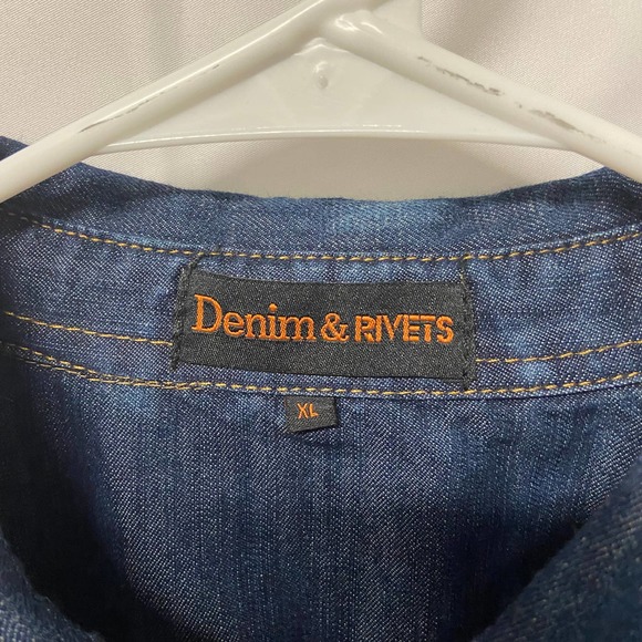 Denim & Rivets Shirt Jacket XL Distressed Button Up - Picture 6 of 10